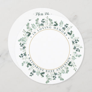 Elégante carte de prière funéraire Mémorial Eucaly