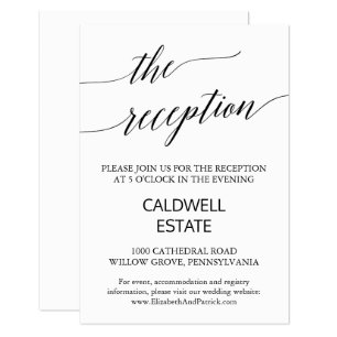 Élégante carte de réception de mariage en calligra