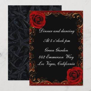Elégante carte de réception Goth Red Roses