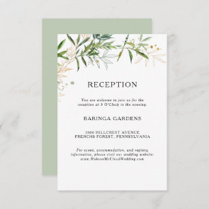 Elégante Carte de réception Mariage Olive Greenery