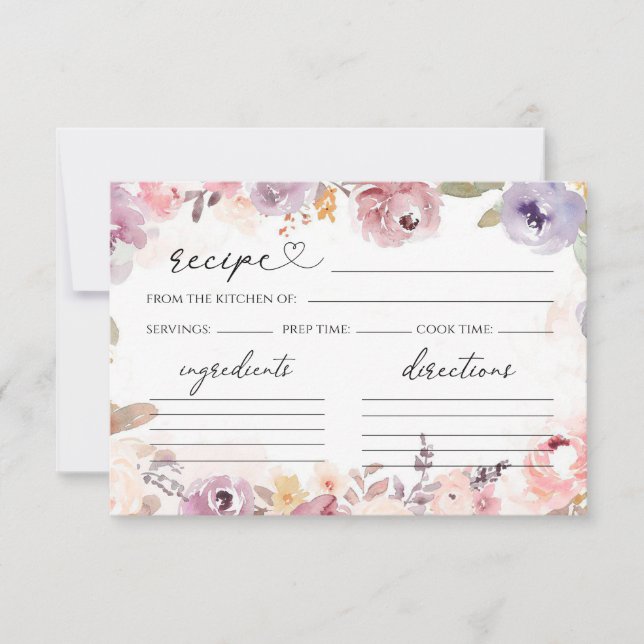 Élégante carte de recette de douche de nuptiale fl (Devant)