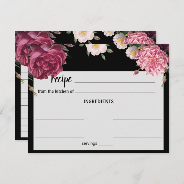 Elégante carte de recette Mariage de Bourgogne et  (Devant / Derrière)