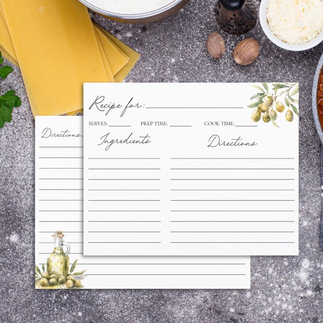 Elégante carte de recettes de famille d'olivier mé (In situ)