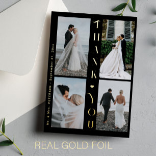 Élégante carte de remerciement de mariage avec col