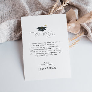 élégante carte de remerciements de graduation noir