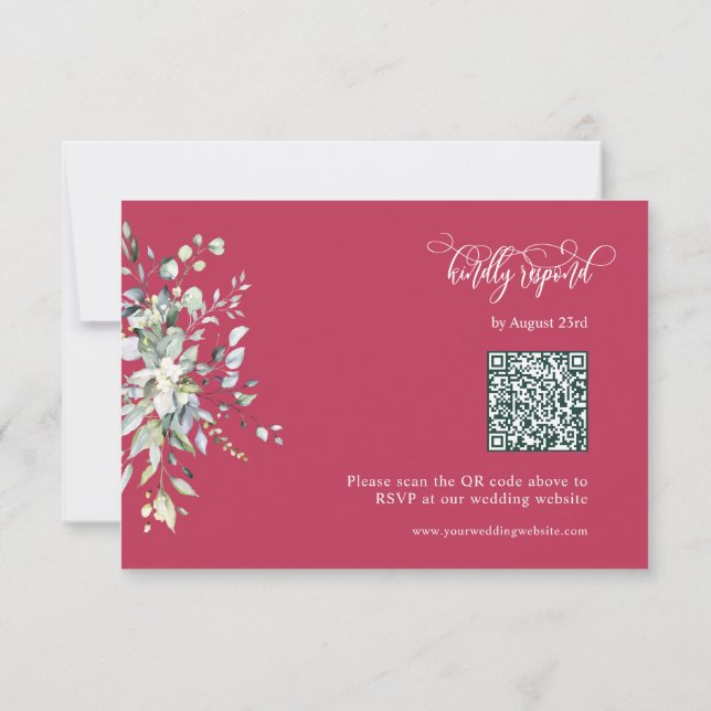 Élégante carte de réponse de code QR Feuille Magen (Dos)