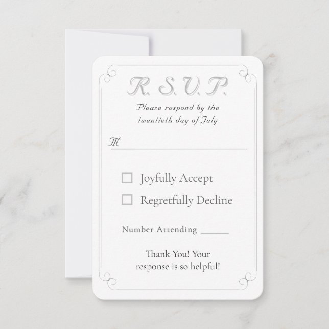 Élégante carte de réponse du Mariage catholique mo (Devant)