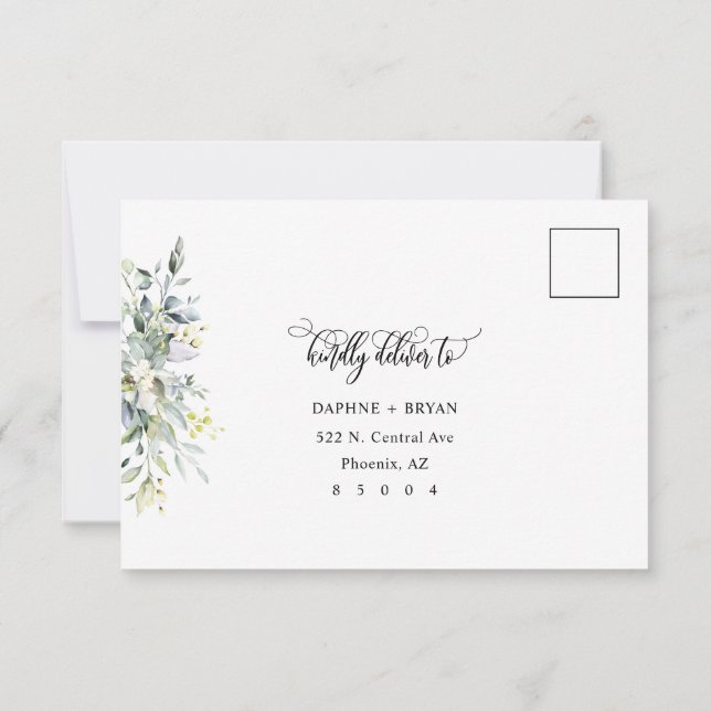 Élégante carte de réponse Feuille verte 4 choix de (Dos)