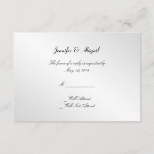 Élégante carte de réponse Mariage noir floral gai