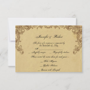 Élégante carte de réponse Mariage Peacock Posh Vin