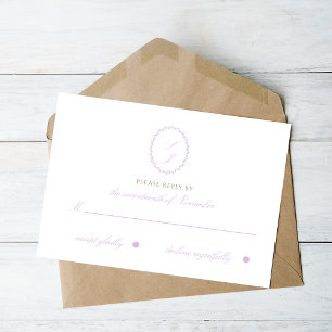 Élégante carte de réponse Mariage pourpre doux