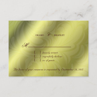 Élégante carte de réponse Mariage RSVP Brown vert