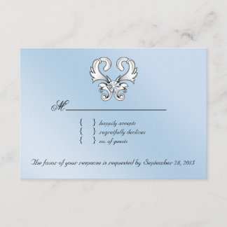 Elégante carte de réponse RSVP Bijou Vintage Coeur