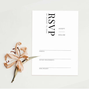 Elégante carte de réponse RSVP minimaliste moderne