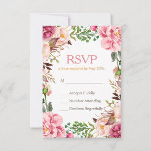 Élégante carte de réponse RSVP subtile rose chic r