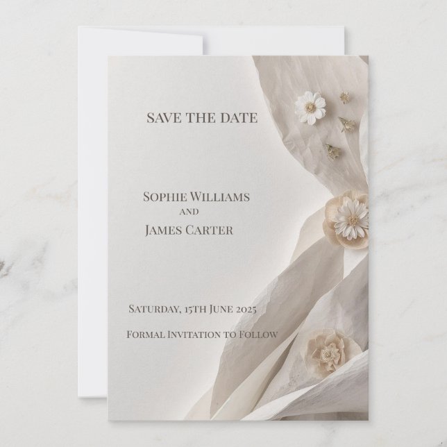 Élégante carte de réservation de mariage minimalis (Devant)