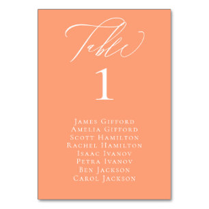 Élégante carte de table de cache de cache de calli