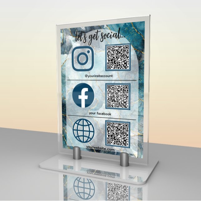 Élégante carte de table de code QR de signe de méd (Créateur téléchargé)