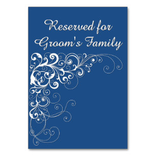 Elégante carte de table Mariage Bleu Réservé