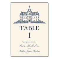 Elégante carte de table Mariage du Manoir du Vieux