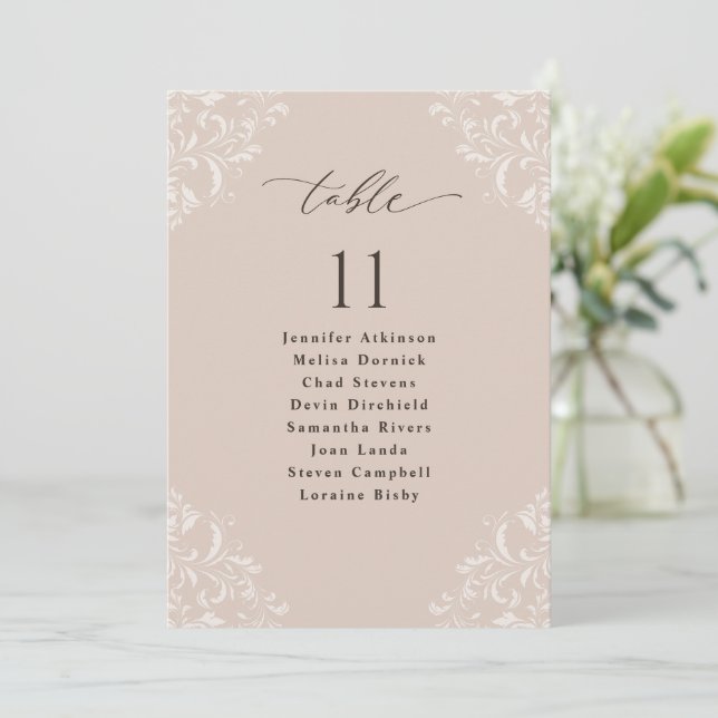 Élégante carte de tableau de sièges de mariage au  (Debout devant)