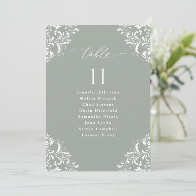 Élégante carte de tableau de sièges de mariage ver (Debout devant)