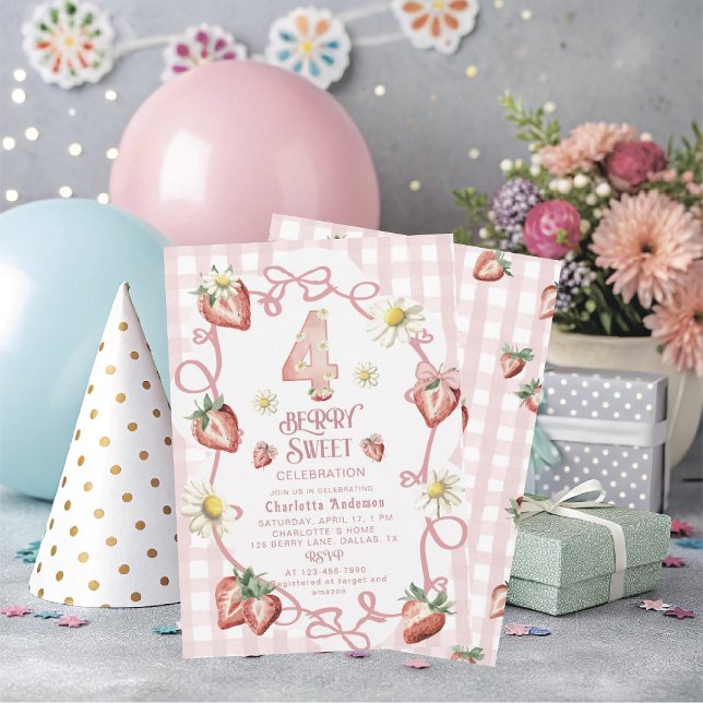 Elégante carte de vacances biFlat à la fraise aqua (Créateur téléchargé)