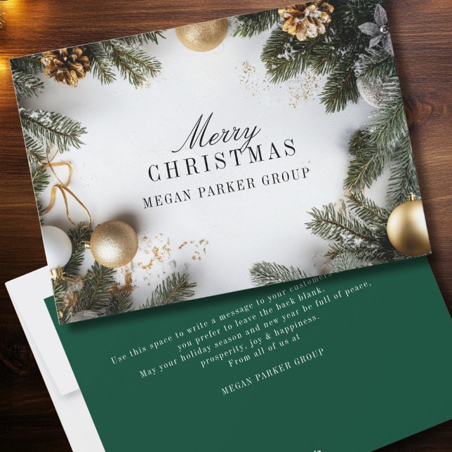 Elégante carte de vacances de Noël Pine Tree Busin (Elegant Christmas Pine Tree Business Holiday Card)