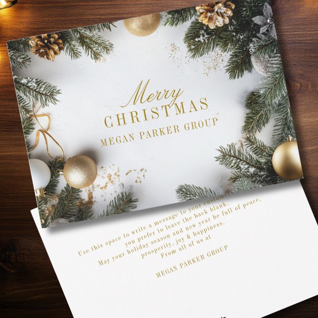 Elégante carte de vacances de Noël Pine Tree Busin (Elegant Christmas Pine Tree Business Holiday Card)