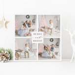 Elégante carte de vacances Red Merry & Bright 4 Ph<br><div class="desc">Carte simple et élégante de carré photo de vacances avec texte personnalisé sur le dos. Pour une personnalisation plus avancée de cette conception,  veuillez cliquer sur le lien personnaliser pour modifier la police,  la taille,  la couleur,  etc.</div>