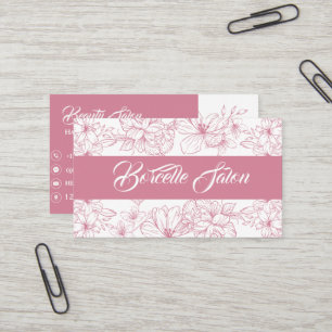 Élégante carte de visite florale rose poussiéreuse