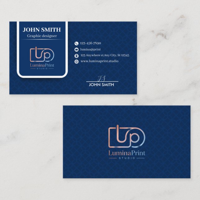Élégante carte de visite professionnelle avec logo (Devant / Derrière)