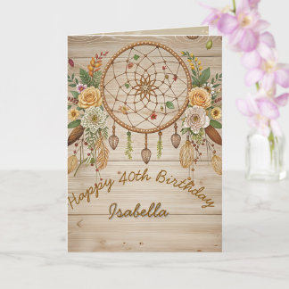 Elégante carte de voeux Boho 40e anniversaire