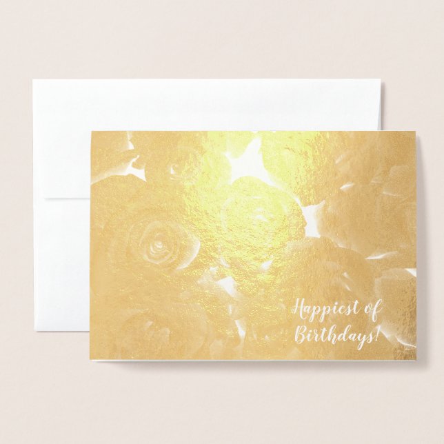 Elégante carte de voeux d'anniversaire Rose d'or (Devant avec enveloppe)