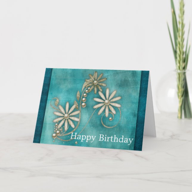Elégante carte de voeux d'anniversaire Turquoise (Devant)