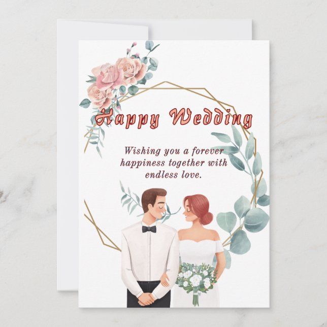 Elégante carte de voeux de mariage (Devant)