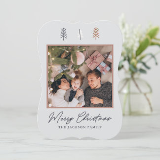 Élégante carte de voeux minimaliste gris Noël