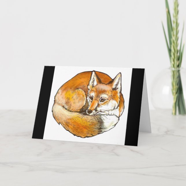 Élégante carte de voeux Red Fox, personnalisable (Devant)