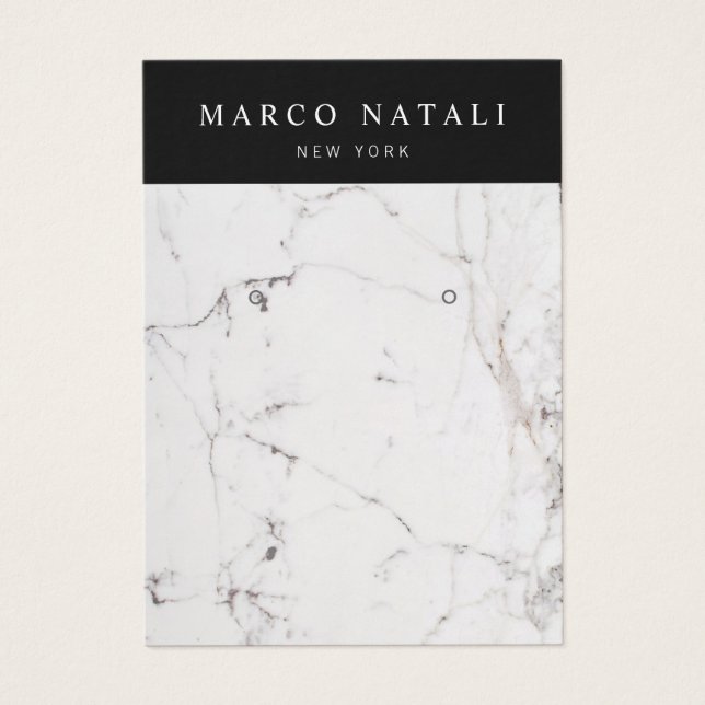 Élégante carte d'écran d'oreille Marbre blanc (Devant)