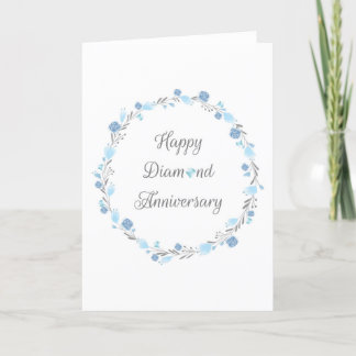 Élégante carte Diamond Floral Anniversaire 60 ans
