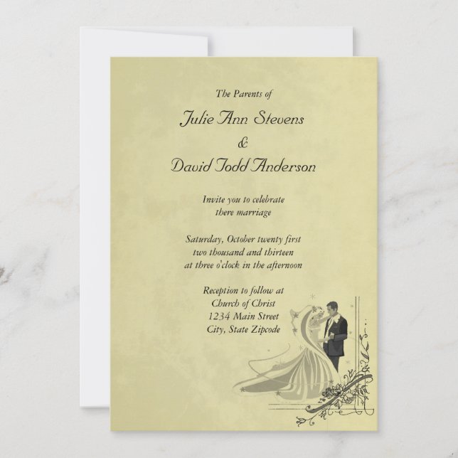 Élégante carte d'invitation de mariage (Devant)