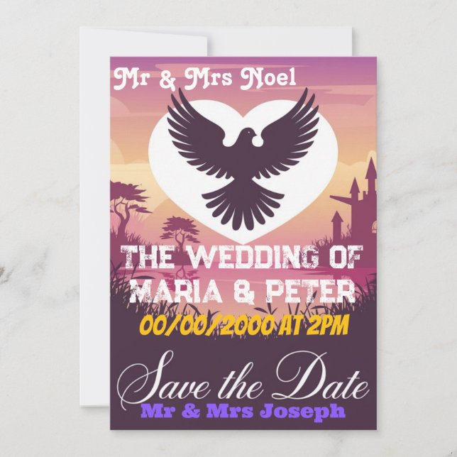 Élégante carte d'invitation de mariage avec une fo (Devant)