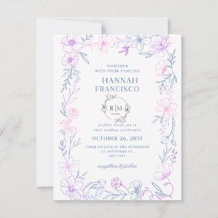 : Élégante carte d'invitation de mariage florale b