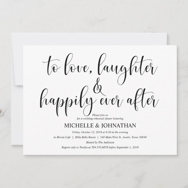 Élégante carte d'invitation pour le dîner de répét (Devant)