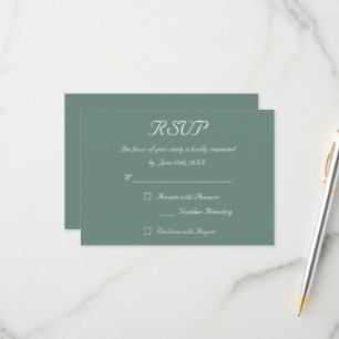 Elégante carte d'invitation RSVP mariage vert Dust