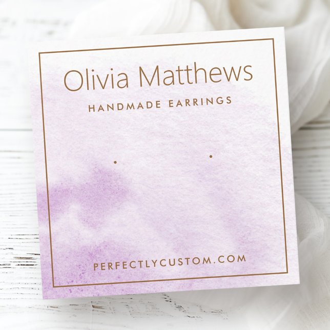 Elégante carte d'oreille couleur violet clair (Elegant light purple watercolor earring card)