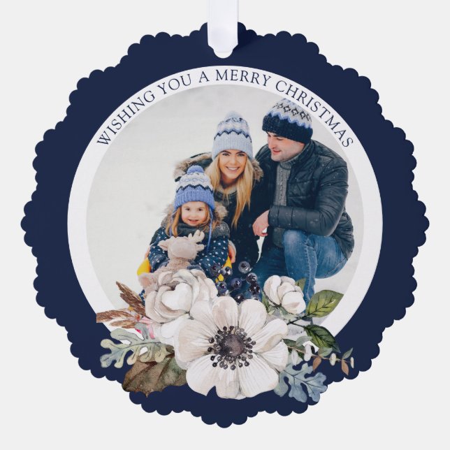 Elégante carte d'ornement de papier photo floral d (Recto)