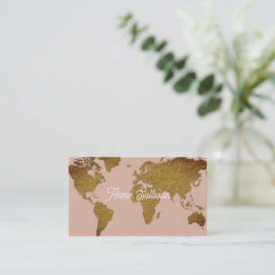 Elégante carte du monde de Faux Gold Rose Dusty