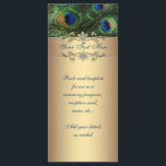 Élégante carte en rack Emerald Green Gold Peacock<br><div class="desc">Élégante voiture à porte bleu royal vert émeraude. Ce design élégant de carte paon fonctionne bien comme un programme de mariage, cartes menu, carte de réception, etc. Ajoutez vos détails en ajoutant les détails de votre événement, le style de police, la taille et la couleur de la police et le...</div>