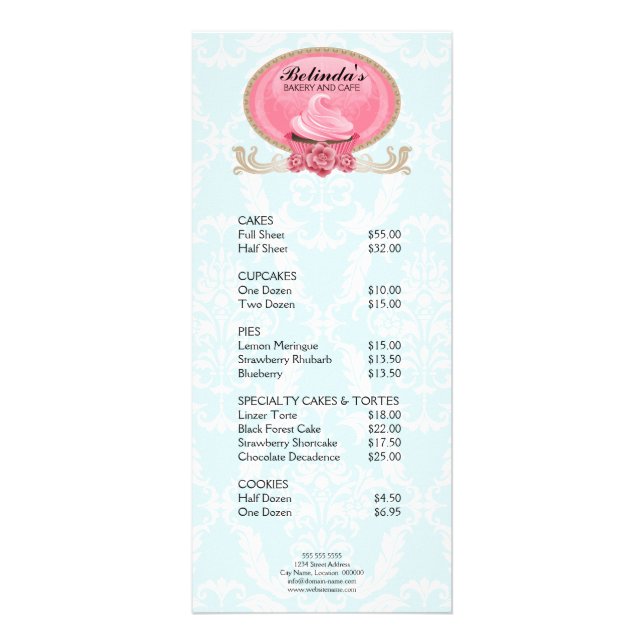 Élégante carte en rack pour boulangerie Cupcake (Devant)